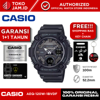 Jam Tangan Pria Casio AEQ-120W-1BVDF Original Analog Digital Black Resin Dual Time Alarm Stopwatch W