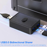 USB 3.0 Switch Selector KVM Switch USB HUB 5Gbps 2 in 1 Out USB 3.0 Two-Way Sharer for PC Keyboard Mouse Printer