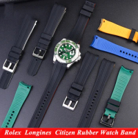 Curved Interface Silicone Watch band bracelet For Citizen BN0193 Rolex Longines Seiko Casio Armani Rubber Watch Strap 20mm 22mm