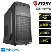 【微星平台】Processor雙核 Win11{橙光微微}文書電腦(Processor-300/H610/64G/2TB)