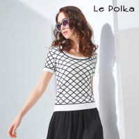【Le Polka】黑白波紋針織上衣-女