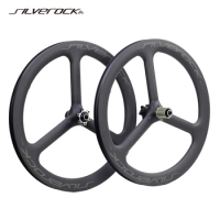 SILVEROCK Carbon Trispoke Wheels 20in 1 1/8 451 Disc Brake Clincher 3 Spokes for FNHON Storm Tornado D8 Folding Bike Wheelset