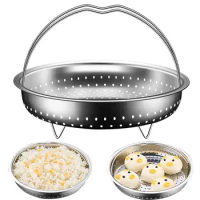 Kitchen Stainless Steel Food Steamer Basket With Handle Feet Rice Pressure Cooker Steaming Grid Cooking Utensils