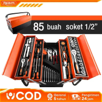 REAIM Tool Kit 85 Pcs Alat Bengkel Tool Kit Kunci Sok Set Alat Bengkel Tool Kit Pekerjaan Otomotif T