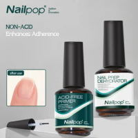 Nailpop Nail Dehydrator and Primer Acid Free Natural Nail Prep for Acrylic and UV Gel Nail Polish Fast Dry Superior Bonding Set
