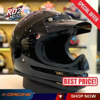Helm Origine Virgo Black Glossy - Helm Riding Hitam Gloss Gaya Retro Modern Helm Pria Wanita Premium