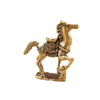 Horse Figurine Chinese Zodiac Horse Ingot Lucky Miniature Figurine Copper for Bookshelf NightStand Farmhouse Living Room Desk