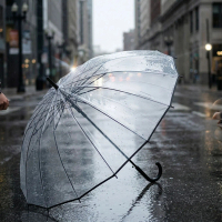 A new type of transparent umbrella with high aesthetic value, thick, strong, and expandable. It can 