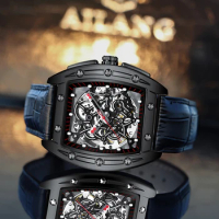 The new AILANG watch men's automatic hollow mechanical famous brand domineering wine barrel-shaped men's watch