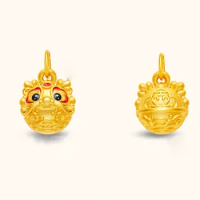 Pure 24K Yellow Gold Pendant 3D Gold 999 Dragon Necklace Pendant