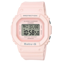 【CASIO 卡西歐】BABY G 數字電子女錶 橡膠錶帶 粉 防水200米(BGD-560-4D)