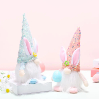 Compatible Easter Decorations Bunny Holding Egg Figurine Faceless Gnome Doll Display Window Home Atm