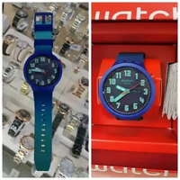 JAM TANGAN PRIA SWATCH ORIGINAL KARET NAVY BLUE SWATCH SB01N700 SWATCH SB01N 700 JAM PRIA NG BIG BOL