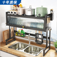 廚房水槽置物架洗碗池上方碗碟瀝水架臺面碗盤收納櫃帶門翻蓋防塵