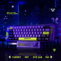 ECHOME Cyberpunk Theme Keycap Set Custom PBT Dye-sublimation Japanese Keyboard Cap Cherry Profile KeyCap for Mechanical Keyboard