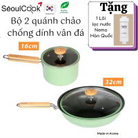 [Tặng lõi lọc nước Hàn Quốc Nemo] Seoulcook Luxury - Bộ 2 nồi chảo Hàn Quốc (quánh 16 và chảo 32cm) 
