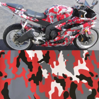Red Black Gray Camouflage Matte Premium Vinyl Car Wrap Decal Film Sheet Air Channel Release Technology