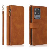 Leather Zipper Card Slot Wallet Phone Case for Samsung Galaxy Note 20 Ultra Galaxy S9 Plus S20 S21 Ultra S20 FE flip Phone Cover