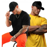 Men's Sports Trendy Brand Fitness Muscle Short sleeved T-shirt, Men's Brother Solid Color Loose Casual Running Training Clothes