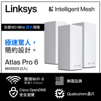 Linksys Atlas 6 Pro AX5400雙頻 MX5503 Mesh WiFi6網狀路由器(三入)