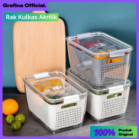 Rak Kulkas Akrilik Kotak Tempat Makanan Box Container Buah dan Sayur Kulkas Serbaguna