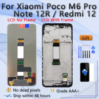 6.79'' OEM LCD For Xiaomi Redmi 12 Note 12R Poco M6 Pro 23076RA4BC 23053RN02A 23076PC4BI Display Touch Panel Screen With frame