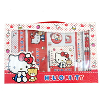 小禮堂 Hello Kitty 豪華禮盒文具組 鐵筆盒 筆記本 尺 橡皮擦 鉛筆 削筆器 (紅 點點)