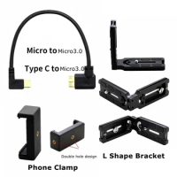 Type C/Micro USB To Micro USB 3.0 Live Cloud Photography Data Cable +Bracket Phone Clamp For Canon 5D4 5DSR 7D2 Nikon D800 D810