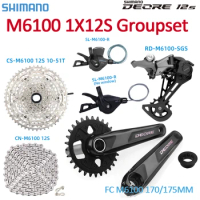 Shimano Deore M6100 Mountain Bike 1X12Speed Completo Groupset Shifter Rear Derailleur RD+SL+CS+CN 10-51T MS Cassette MTB 12V Kit
