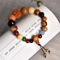 Xuantong 18 Seed Duobao Bodhi Bracelet 18 Seed Buddha Beads Hanging Bracelet, Nian Beads, Sandalwood Vintage Jewelry