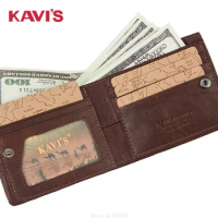 KAVIS Men Multi-card Genuine Leather Wallet Fashion Cowhide Leather Extra Capacity Mens Wallet Card Holder