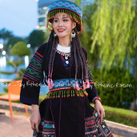 bộ trang phục dân tộc Hmong ĐEN BẢN THÊU THỔ CẨM TAY