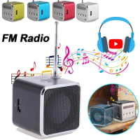 Mini FM Radio USB Rechargeable Portable Radio Digital FM Radio Receiver LCD Display Stereo Loudspeaker Support SD/TF Card