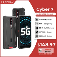 HOTWAV Cyber 7 5G Rugged Phone 6.3 Inch FHD+ Screen 8GB RAM 128GB ROM 8280mAh Battery Smartphone 48MP Main Camera NFC Phone 2021