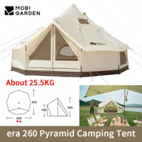 Mobi Garden Camping Mongolian Yurt Tent era 260 Large Space Cotton Pyramid Tent 6-8 Persons Outdoor Picnic Hut Tent Aluminum Rod