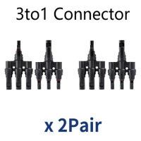 Free Shipping IP67 T Branch 3 to 1 Connector Parallel Solar Panel Cable Connectors MFFF + MMMF for PV Combiner box 3 in 1 out