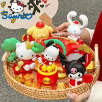 Sanrio New Year Series Hello Kitty Kuromi Pochacco Cinnamoroll Anime Figure Model Collection Pompom Purin Toys Model Kids Gifts