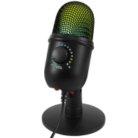 New USB Microphone Portable Condenser PC Mic Real-Time Monitoring USB Condenser Microphone Noise Canceling Gaming Microphone