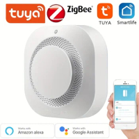Tuya Zigbee Smart Smoke Detector, Smart Life APP Fire Alarm Sensor Home Security System Firefighters Work for Gateway Hub