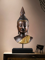 異麗泰國工藝品木雕佛祖擺件釋迦牟尼禪意泰式佛像佛頭佛首裝飾