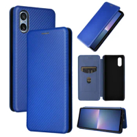 Suit For Sony Xperia 5V 2023 Carbon Fiber clamshell purse skin PU case purse for Sony Xperia 5V Xperia 5 V leather Phone Cover