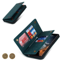 S22 Plus 6 Cards Wallet Magnet Removable Flip Case For Samsung Galaxy S22 Ultra 5G Luxury Multifunction Card Holder Book Cover