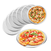 6 - 20 Inch pan skrin pizza jaring logam non tongkat membakar dulang baru tanpa jahitan logam aloi a