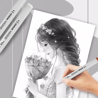 Popular-Seamiart CHOTUNE 12color Warm Cool Grey Colors Twin Tips Marker Pen for Anime Figure Drawing