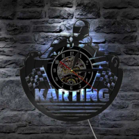 Go Kart Vintage Vinyl Record Wall Clock Modern Karting Decor Sport Time Clock Wall Watch Art Unique Gift Idea For Karting Racers