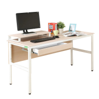 【DFhouse】頂楓150公分電腦辦公桌+一抽+桌上架-白楓木色