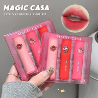 MAGIC CASA Cake Mousse Lip Tint & Chocolate Lip Gloss Trio Set Matte Finish Lip Tint Collection