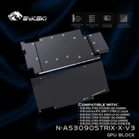 Bykski N-AS3090STRIX-X-V3 RTX3090 GPU Block For Asus ROG Strix 3080 3080Ti Graphics Card Watercooler, Black Full Metal Structure