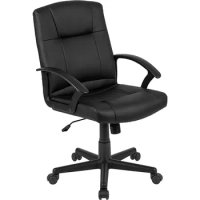 Computer Chair Ergonomic Office Chair With Padded LeatherSoft Seat and Arms Black Gaming Desk Armchair Game Special Student