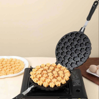 Làm nóng nhanh 19/37 lỗ Khuôn bánh hoa mận Hai mặt Tay cầm dài Máy làm bánh waffle bong bóng Chống d